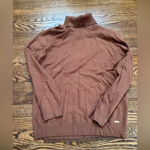 Calvin Klein Brown Turtleneck Sweater Women’s Long Sleeve Knit Pullover